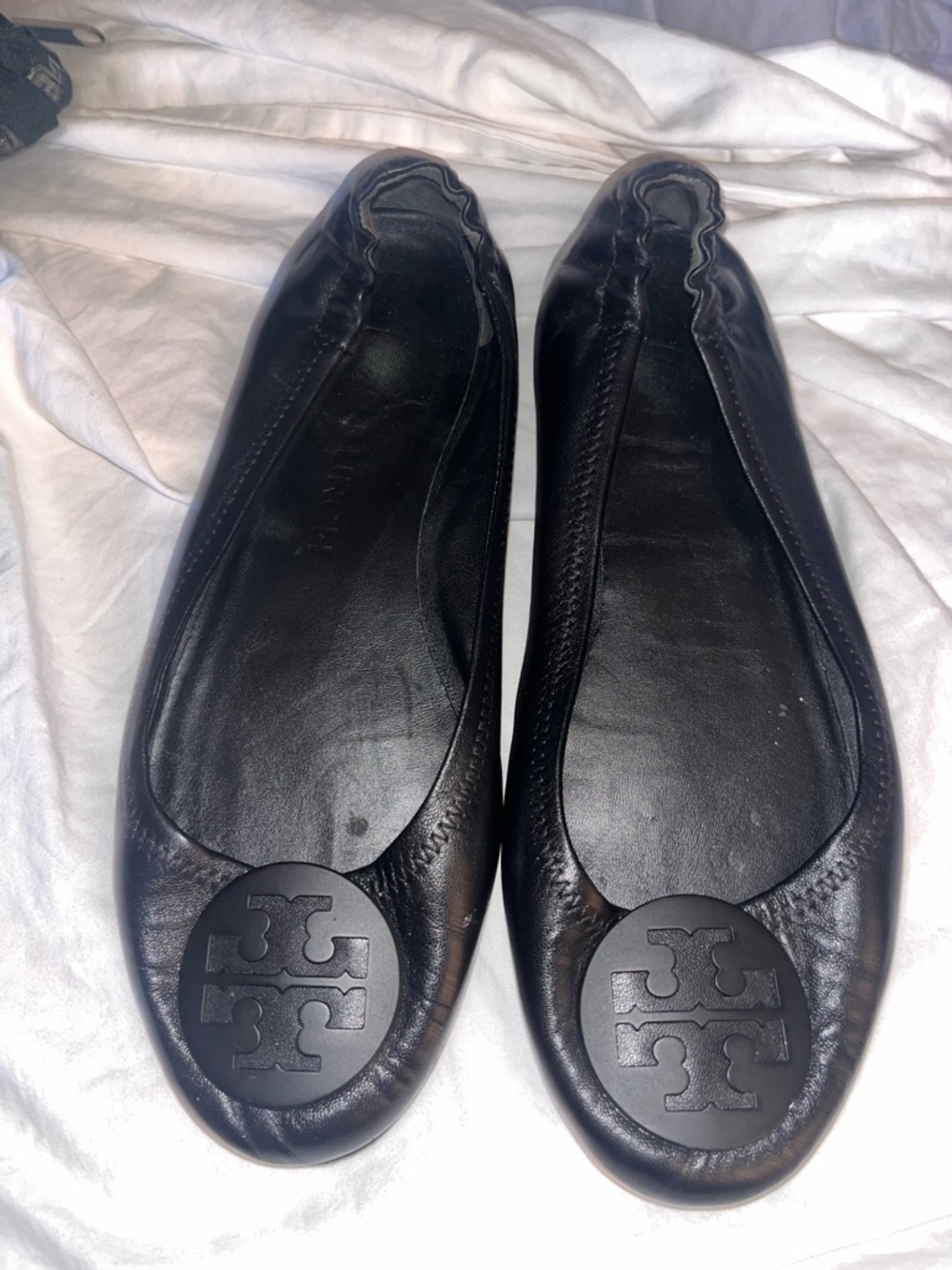 Tory Burch Black Leather Miller Flats Sz 9